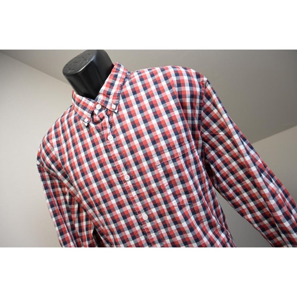 J Crew Flex Wash Dress Shirt Plaid Slim‎ Fit Untuck Button Up Mens Sz 2XL XXL